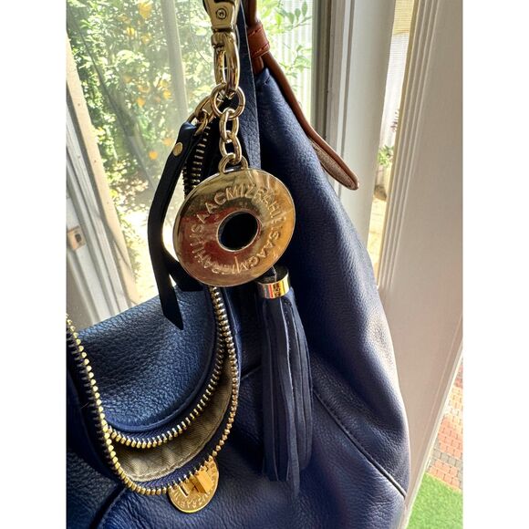 NWOT Isaac Mizrahi Bridgehampton Blu Pebbl Leather Hobo Bag Approx 22" 15"x13.5" - Picture 6 of 14